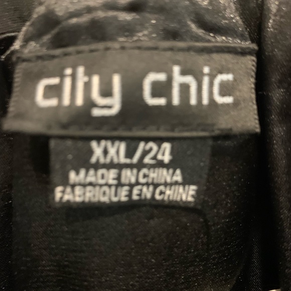 City chic off shoulder tie in front straight cut black dress. Never worn. - Picture 3 of 6